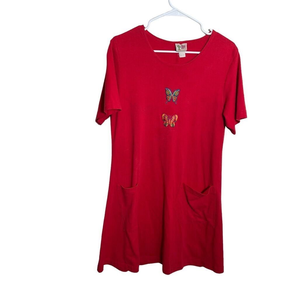 Cactus California Dress Women's Small Red Vintage Made In USA Shift